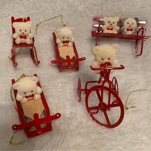 Miniature teddy bear Christmas ornaments by Avon